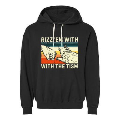 Rizz Em With The Tism Rizzler Joke Meme Rizzling Squirrel Garment-Dyed Fleece Hoodie