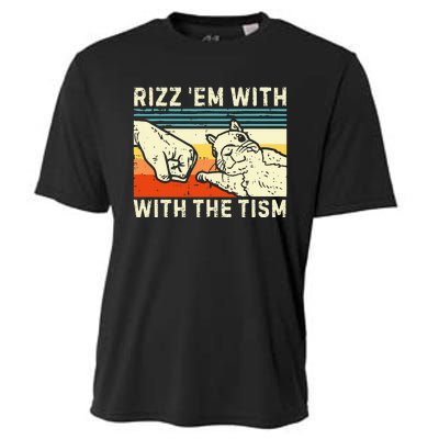 Rizz Em With The Tism Rizzler Joke Meme Rizzling Squirrel Cooling Performance Crew T-Shirt