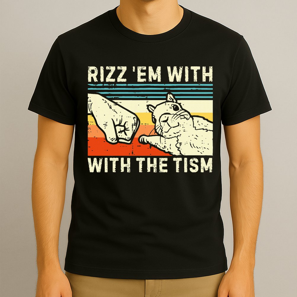 Rizz Em With The Tism Rizzler Joke Meme Rizzling Squirrel T-Shirt