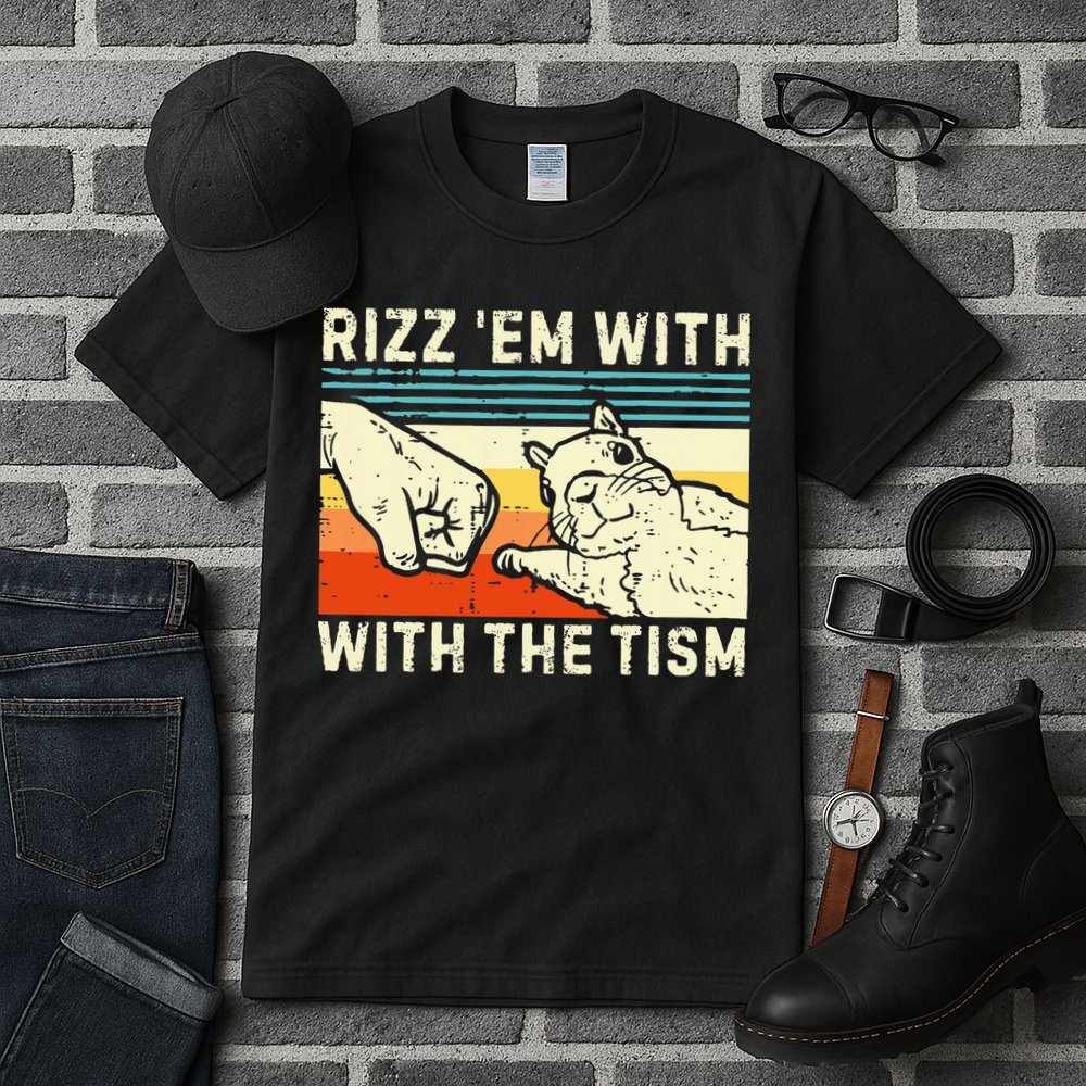 Rizz Em With The Tism Rizzler Joke Meme Rizzling Squirrel Tall T-Shirt