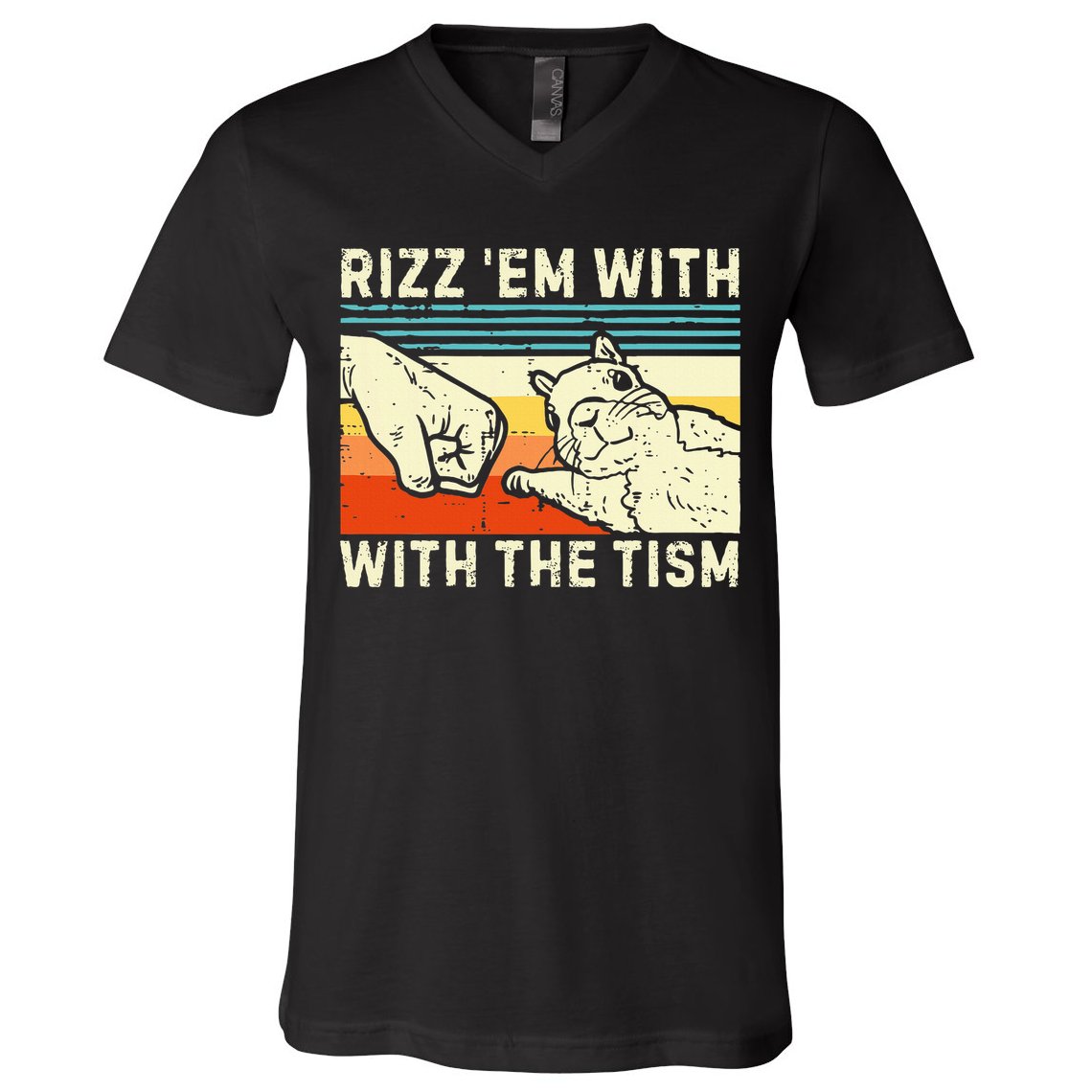 Rizz Em With The Tism Rizzler Joke Meme Rizzling Squirrel V-Neck T-Shirt