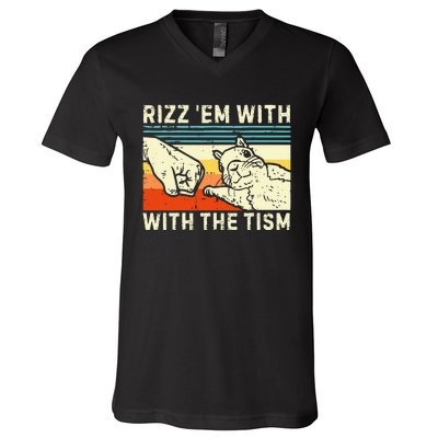 Rizz Em With The Tism Rizzler Joke Meme Rizzling Squirrel V-Neck T-Shirt