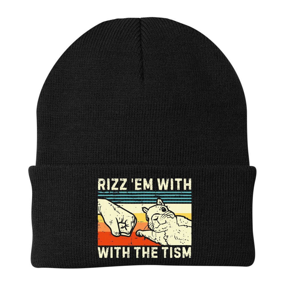 Rizz Em With The Tism Rizzler Joke Meme Rizzling Squirrel Beanie