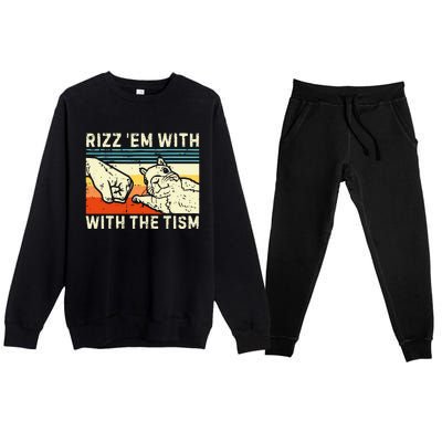 Rizz Em With The Tism Rizzler Joke Meme Rizzling Squirrel Premium Crewneck Sweatsuit Set