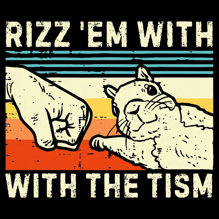 Rizz Em With The Tism Rizzler Joke Meme Rizzling Squirrel Full Zip Hoodie