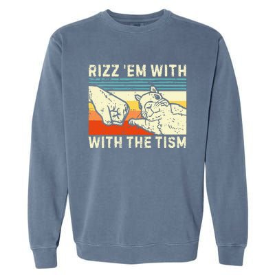 Rizz Em With The Tism Rizzler Joke Meme Rizzling Squirrel Garment-Dyed Sweatshirt