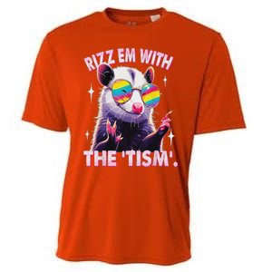 Rizz Em With The Tism Autistic Racoon Cooling Performance Crew T-Shirt