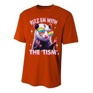 Rizz Em With The Tism Autistic Racoon Performance Sprint T-Shirt