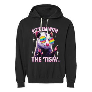 Rizz Em With The Tism Autistic Racoon Garment-Dyed Fleece Hoodie