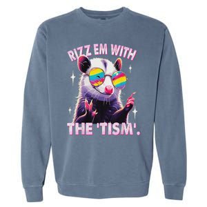 Rizz Em With The Tism Autistic Racoon Garment-Dyed Sweatshirt