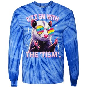 Rizz Em With The Tism Autistic Racoon Tie-Dye Long Sleeve Shirt