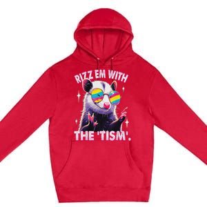 Rizz Em With The Tism Autistic Racoon Premium Pullover Hoodie