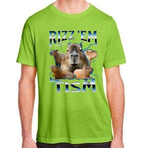 Rizz Em With The Tism Capybara Funny Oddly Dank Meme Adult ChromaSoft Performance T-Shirt