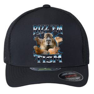 Rizz Em With The Tism Capybara Funny Oddly Dank Meme Flexfit Unipanel Trucker Cap