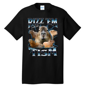 Rizz Em With The Tism Capybara Funny Oddly Dank Meme Tall T-Shirt