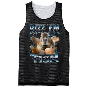 Rizz Em With The Tism Capybara Funny Oddly Dank Meme Mesh Reversible Basketball Jersey Tank