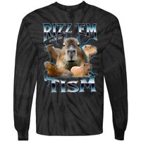 Rizz Em With The Tism Capybara Funny Oddly Dank Meme Tie-Dye Long Sleeve Shirt