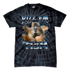 Rizz Em With The Tism Capybara Funny Oddly Dank Meme Tie-Dye T-Shirt