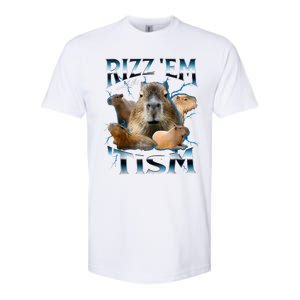 Rizz Em With The Tism Capybara Funny Oddly Dank Meme Softstyle CVC T-Shirt