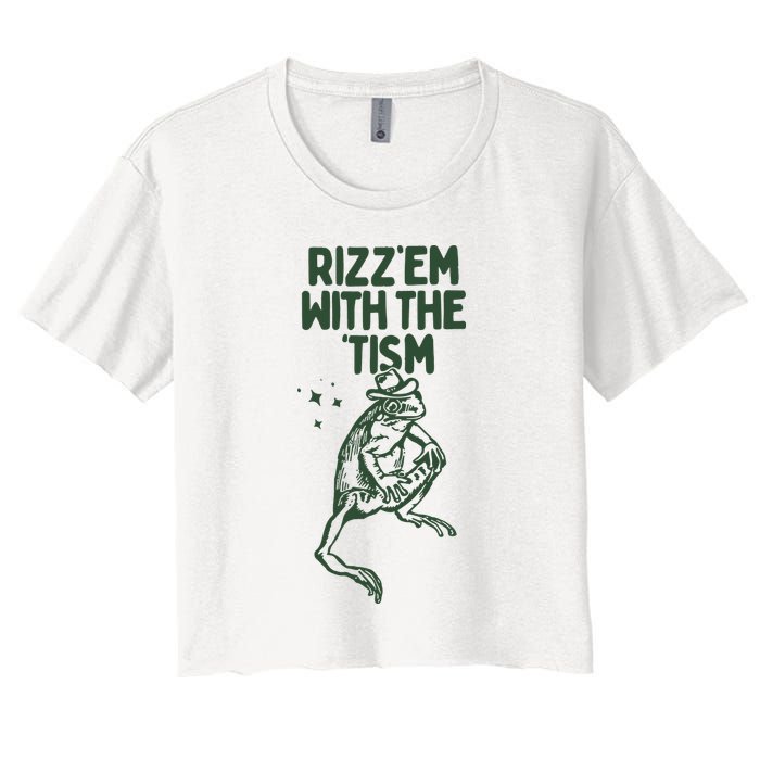 Rizz Em With The Tism Women's Crop Top Tee