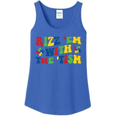 Rizz Em With The Tism Funny Autism Awareness Statet Gift Ladies Essential Tank