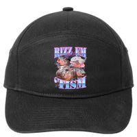 Rizz Em With The Tism Meme Moo Deng 7-Panel Snapback Hat