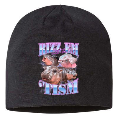 Rizz Em With The Tism Meme Moo Deng Sustainable Beanie