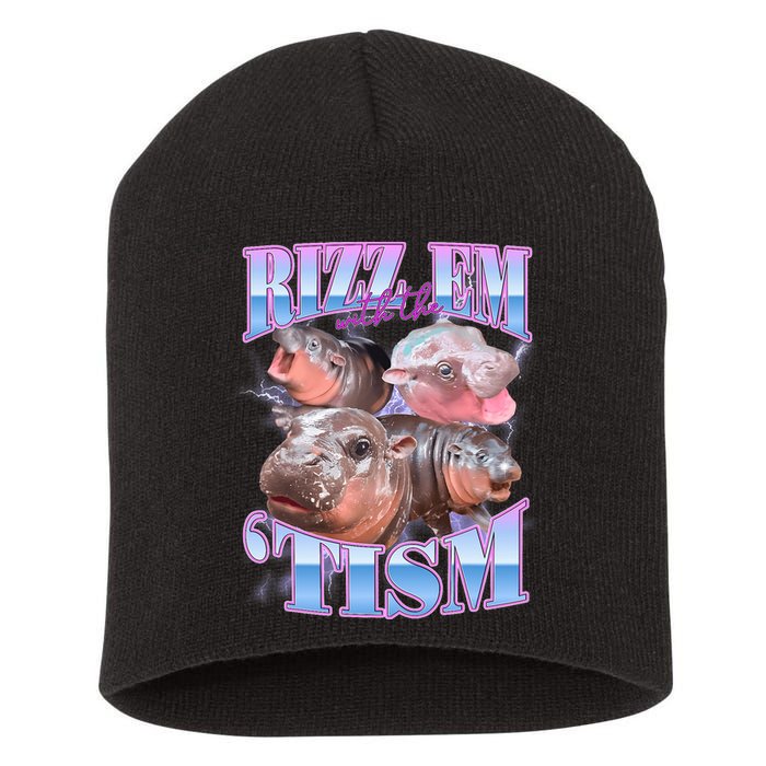 Rizz Em With The Tism Meme Moo Deng Short Acrylic Beanie