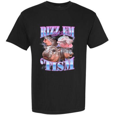 Rizz Em With The Tism Meme Moo Deng Garment-Dyed Heavyweight T-Shirt