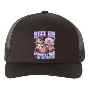 Rizz Em With The Tism Meme Moo Deng Yupoong Adult 5-Panel Trucker Hat