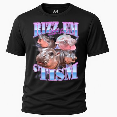 Rizz Em With The Tism Meme Moo Deng Cooling Performance Crew T-Shirt