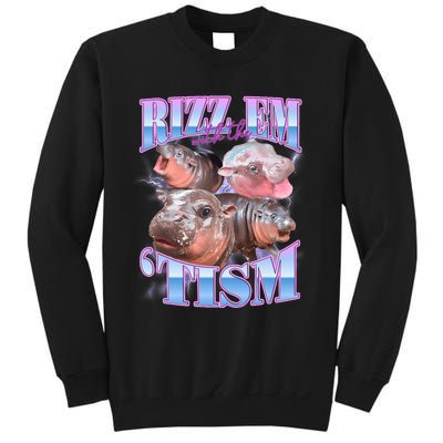 Rizz Em With The Tism Meme Moo Deng Sweatshirt