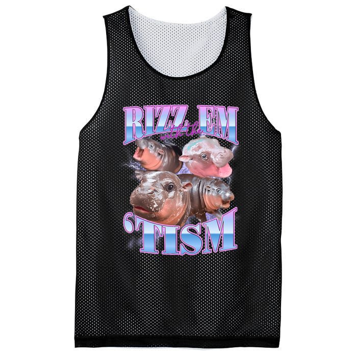 Rizz Em With The Tism Meme Moo Deng Mesh Reversible Basketball Jersey Tank