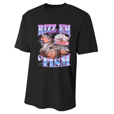 Rizz Em With The Tism Meme Moo Deng Performance Sprint T-Shirt