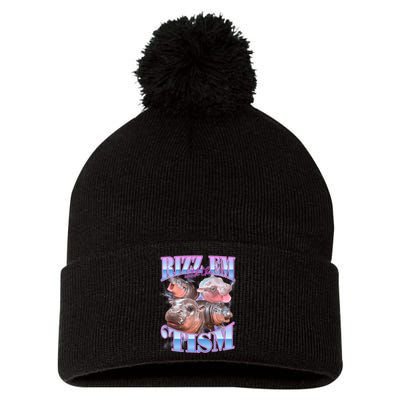 Rizz Em With The Tism Meme Moo Deng Pom Pom 12in Knit Beanie