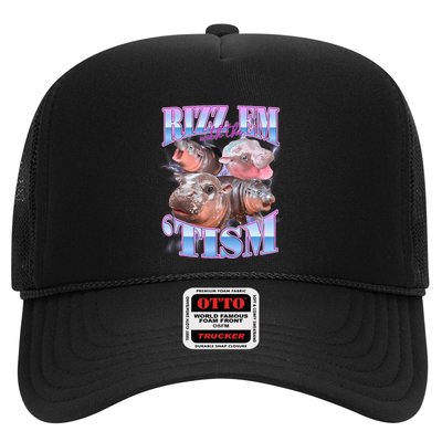 Rizz Em With The Tism Meme Moo Deng Trucker Hat