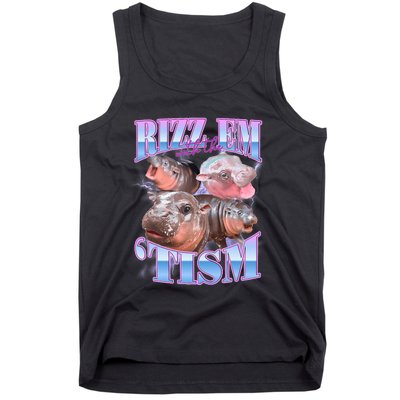 Rizz Em With The Tism Meme Moo Deng Tank Top