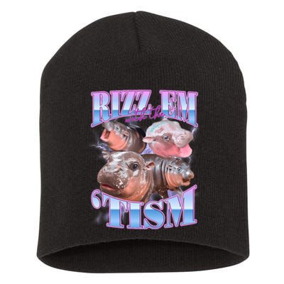 Rizz Em With The Tism Meme Moo Deng Short Acrylic Beanie