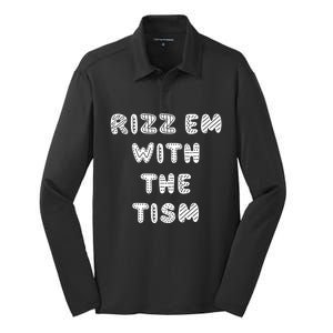 Rizz Em With The Tism Autism Funny Cute Gift Silk Touch Performance Long Sleeve Polo