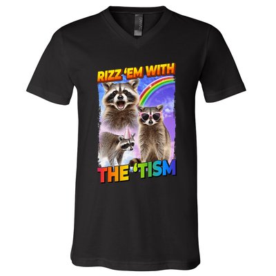 Rizz Em With The Tism Rizzler Ohio Rizz V-Neck T-Shirt