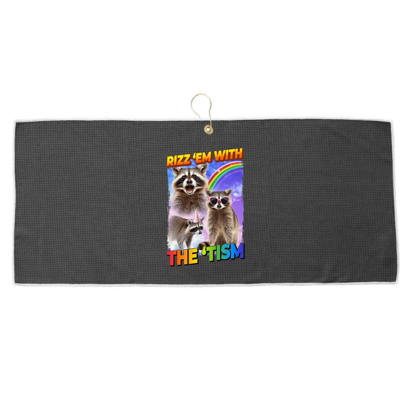 Rizz Em With The Tism Rizzler Ohio Rizz Large Microfiber Waffle Golf Towel