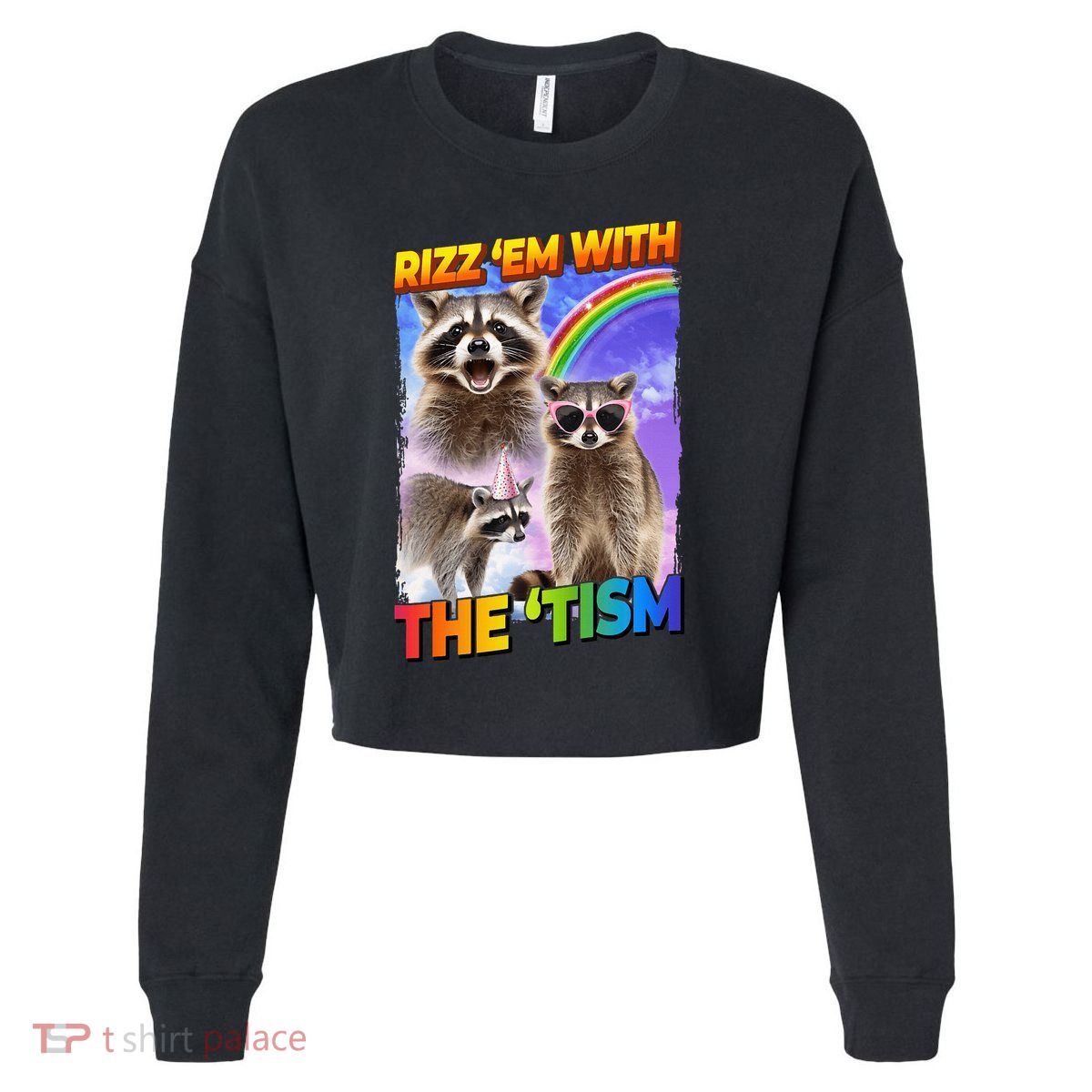Rizz Em With The Tism Rizzler Ohio Rizz Cropped Pullover Crew