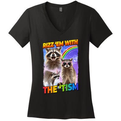 Rizz Em With The Tism Rizzler Ohio Rizz Women's V-Neck T-Shirt