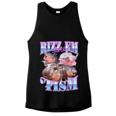 Rizz Em With The Tism Meme Moo Deng Ladies PosiCharge Tri-Blend Wicking Tank