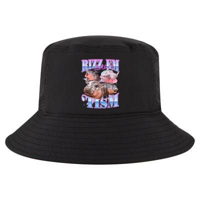 Rizz Em With The Tism Meme Moo Deng Cool Comfort Performance Bucket Hat