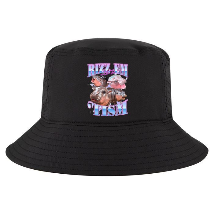 Rizz Em With The Tism Meme Moo Deng Cool Comfort Performance Bucket Hat