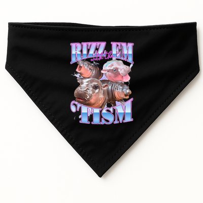 Rizz Em With The Tism Meme Moo Deng USA-Made Doggie Bandana
