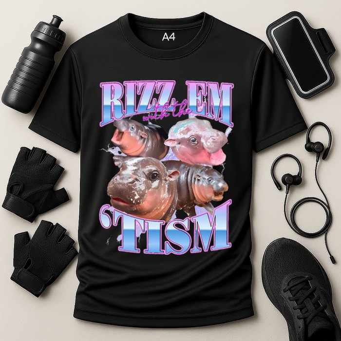 Rizz Em With The Tism Meme Moo Deng Performance Shirt