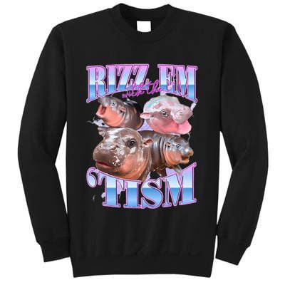 Rizz Em With The Tism Meme Moo Deng Sweatshirt