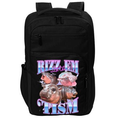 Rizz Em With The Tism Meme Moo Deng Impact Tech Backpack